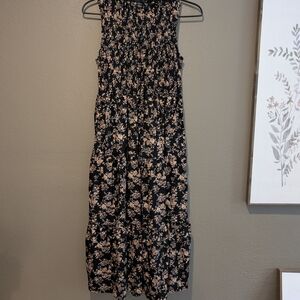 Floral Black and Cream Maxi Dress